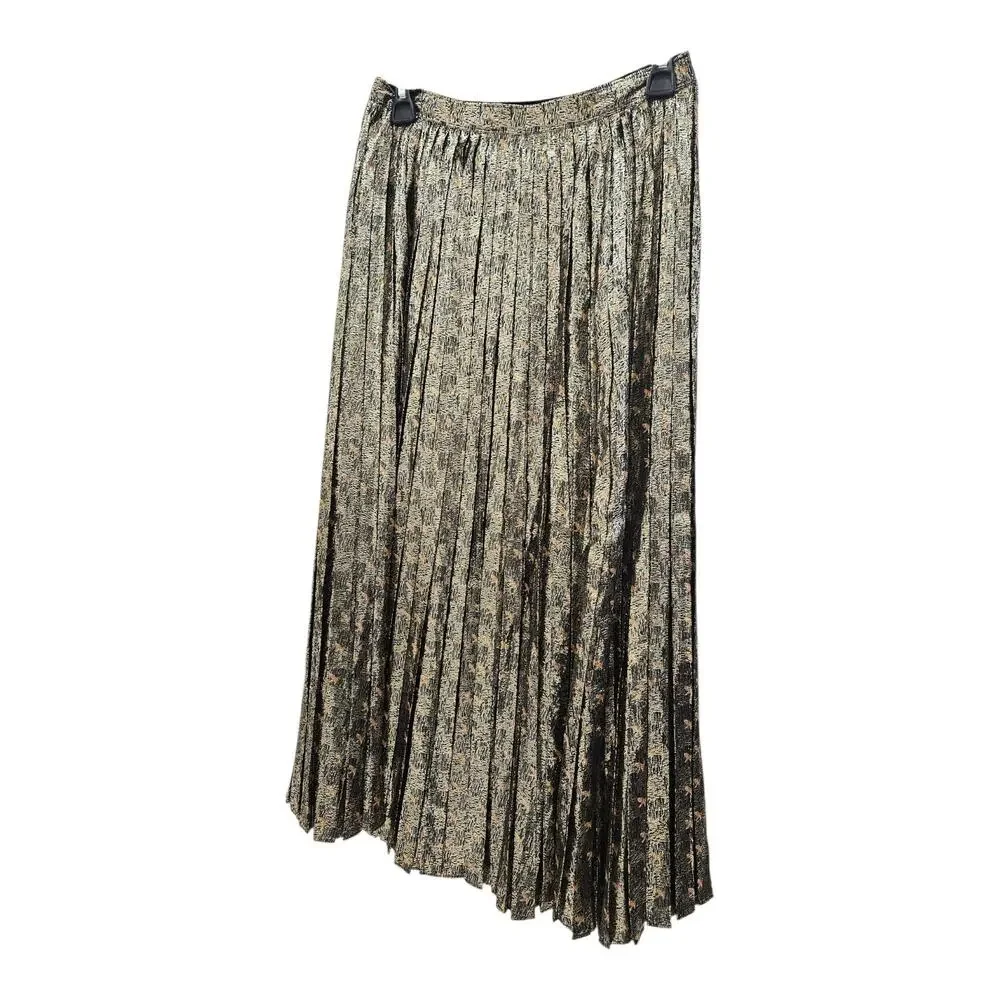 Women's Metallic Pleated Midi Sexy Romantic Skirt Vineyard Vines Size L NWT